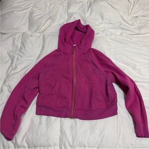 Lululemon Pink Cropped Scuba Hoodie Gold Hardware Size M/L